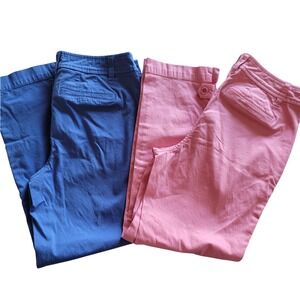 Bundle of 2 Talbots Perfect Crop Pants Pink Blue Womens Size 4 Casual Chic